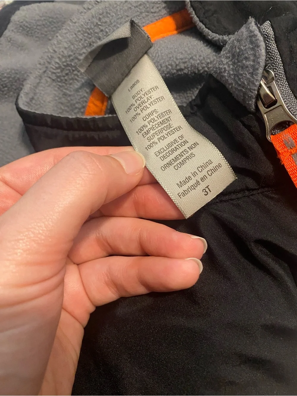 Champion Kids Gray Fleece Jacket with Black Yoke and Orange Trim